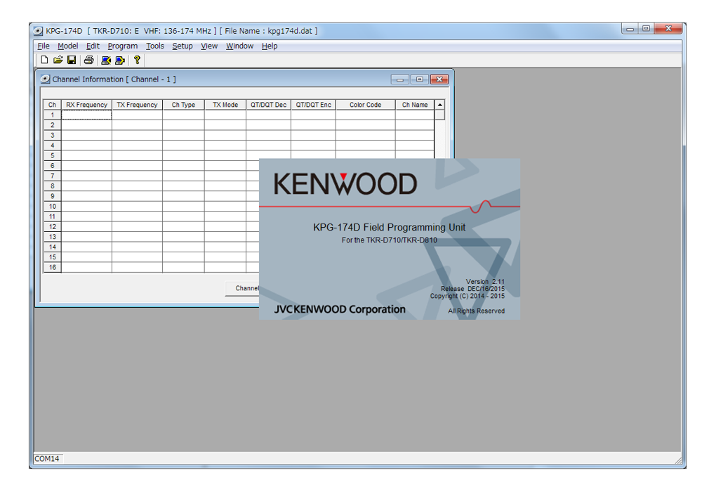 Kenwood KPG-174DM Programming software license for TKR-Dx10E